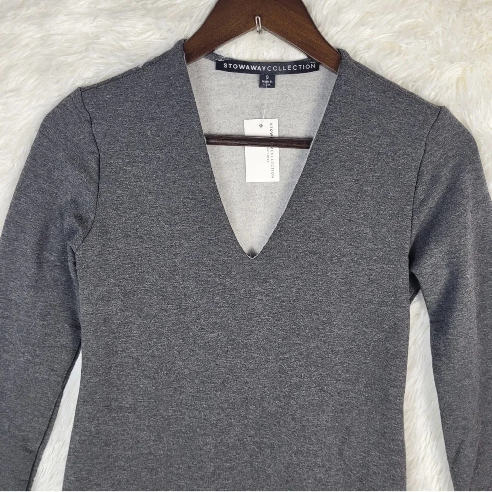 Stowaway Maternity Gray Long Sleeve Wrap Slit Dress Size S - Picture 2 of 8